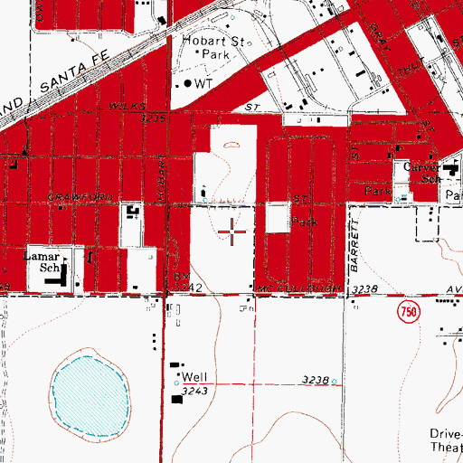 Topographic Map of Prairie Park, TX