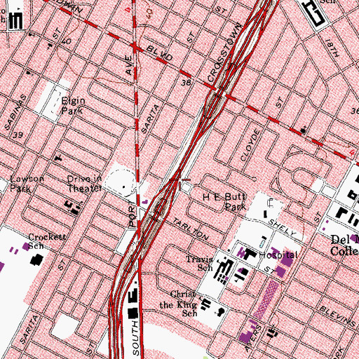 Topographic Map of Prescott Park, TX