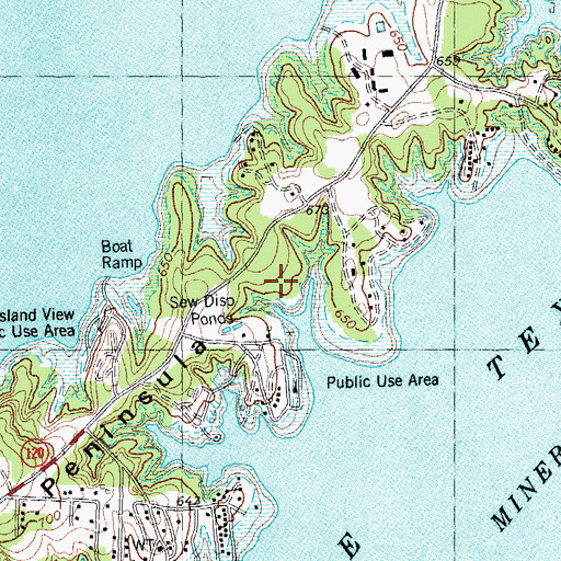 Topographic Map of Preston Bend Park, TX