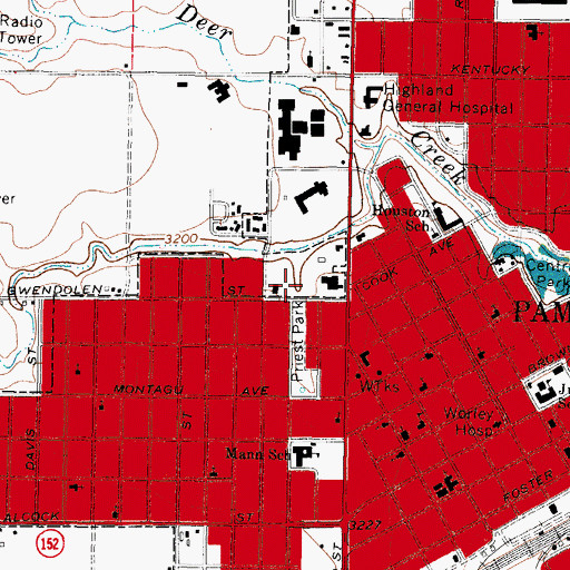 Topographic Map of Priest Park, TX