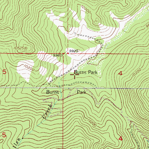 Topographic Map of Burns Park, CO
