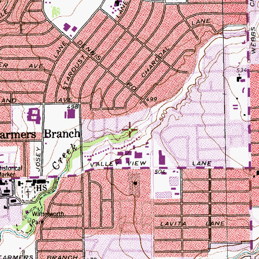 Topographic Map of Rawhide Park, TX