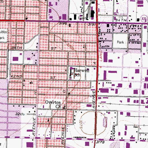 Topographic Map of Rawling Park, TX