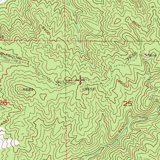 Topographic Map of Missouri Gulch Trail, CO