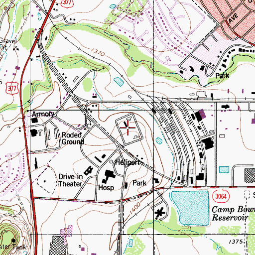 Topographic Map of Red Stone Park, TX