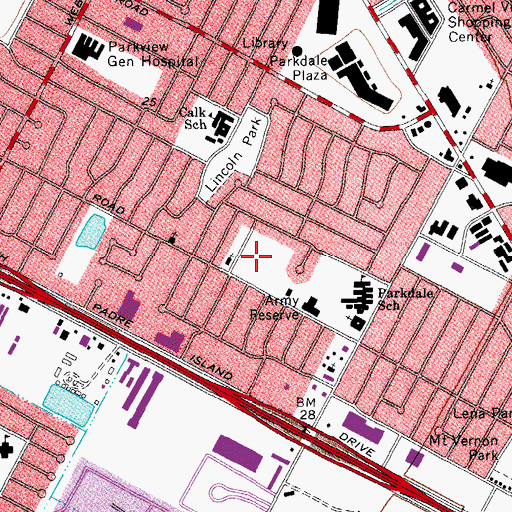 Topographic Map of Parklane Park, TX