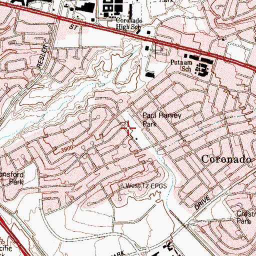 Topographic Map of Paul Harvey Park, TX