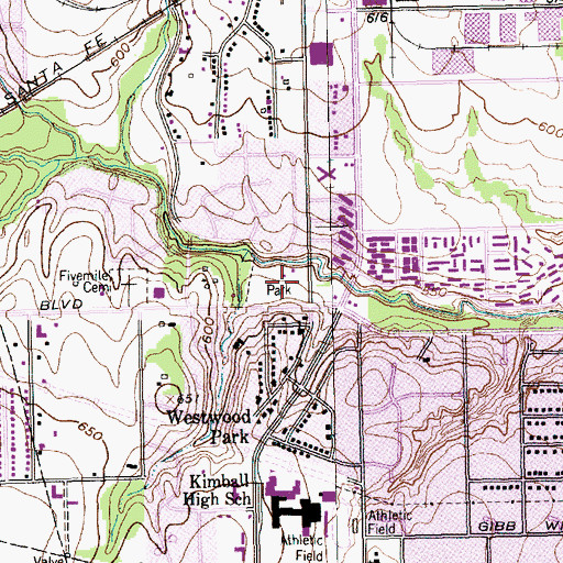 Topographic Map of Pecan Grove Park, TX