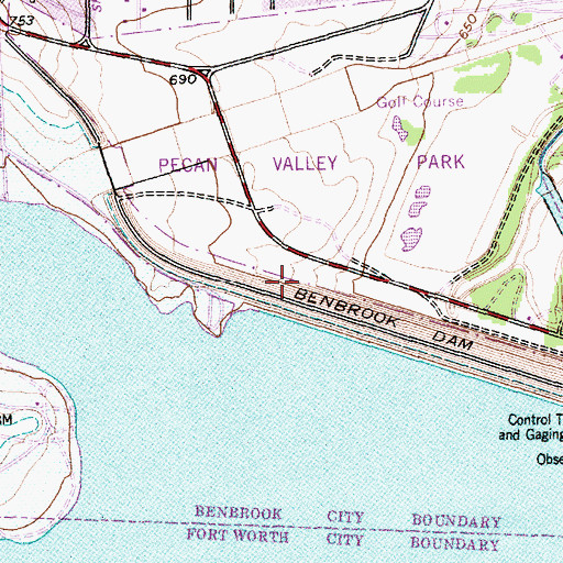 Topographic Map of Pecan Valley Park, TX