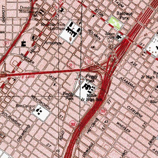 Topographic Map of Peggy Park, TX