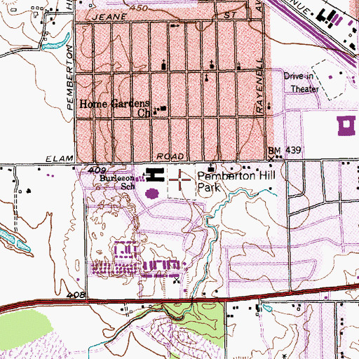 Topographic Map of Pemberton Hill Park, TX