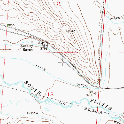 Topographic Map of Harrington-Rikard Ditch, CO