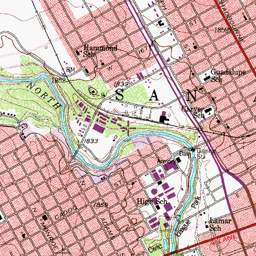 Topographic Map of Picnic Bend Park, TX