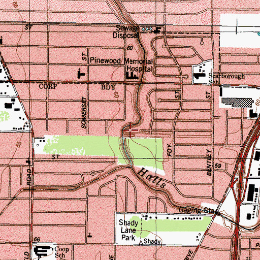 Topographic Map of Pinewood Park, TX