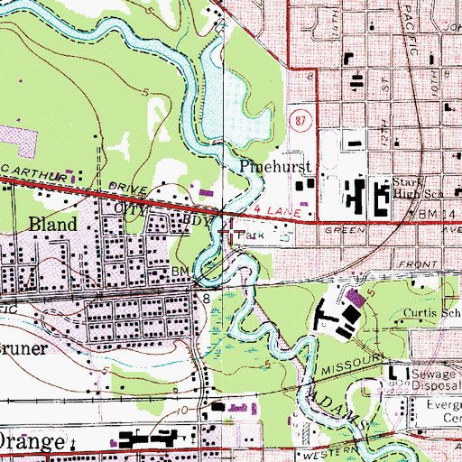 Topographic Map of Pinhurst City Park, TX