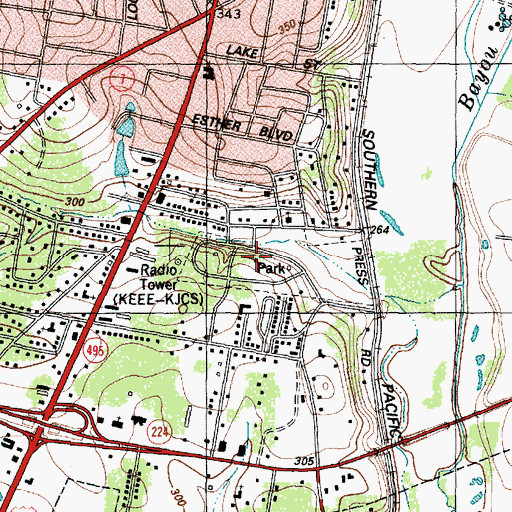 Topographic Map of Pioneer Park, TX