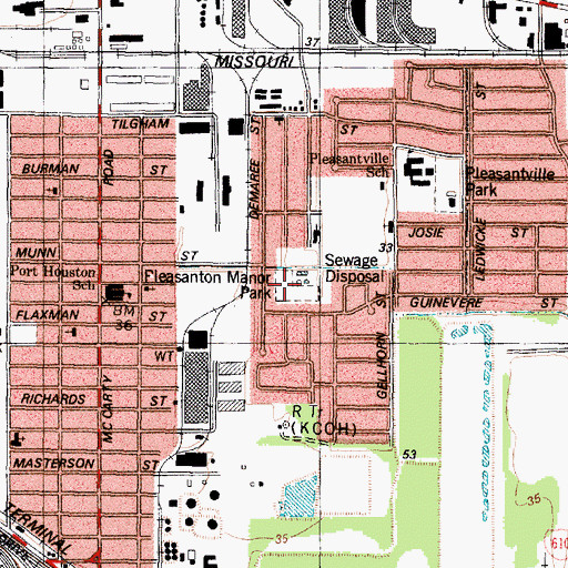 Topographic Map of Pleasanton Manor Park, TX