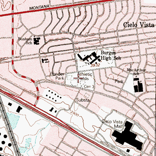 Topographic Map of Ponder Park, TX