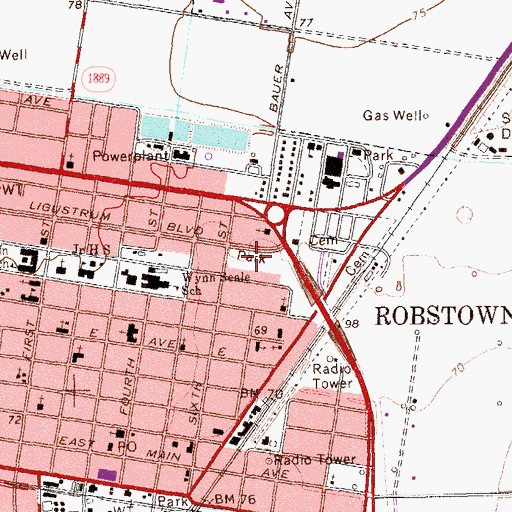 Topographic Map of Portella Park, TX