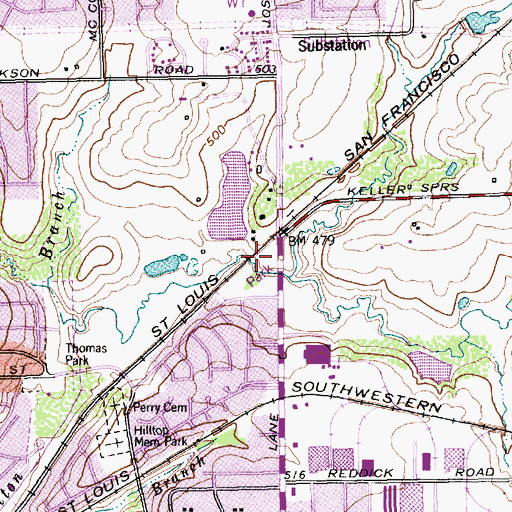 Topographic Map of Porter Park, TX