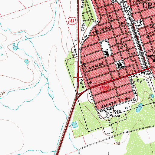 Topographic Map of Oak Park, TX
