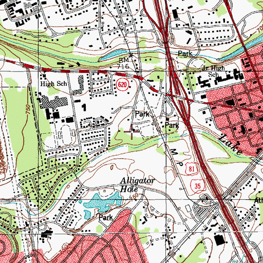 Topographic Map of Old Settlers Park, TX