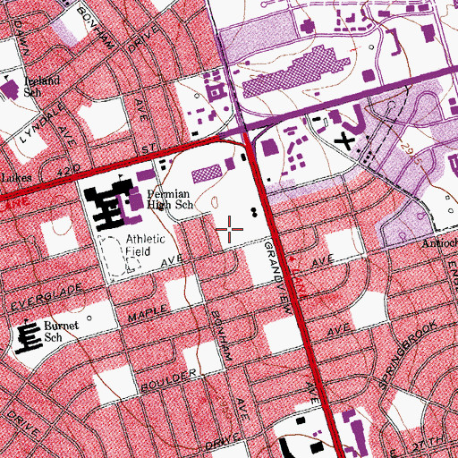 Topographic Map of Optimist Park, TX
