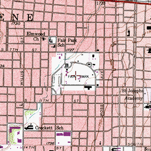 Topographic Map of Oscar Rose Park, TX