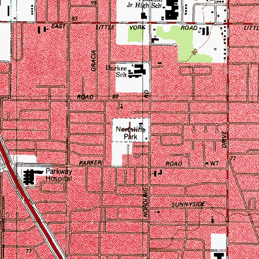 Topographic Map of Northline Park, TX