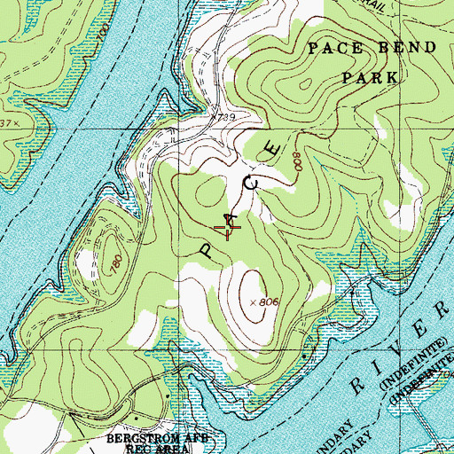 Topographic Map of Pace Bend Park, TX