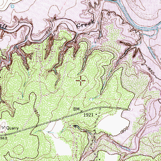 Topographic Map of Paint Creek Park, TX