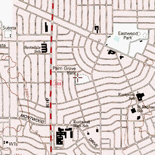 Topographic Map of Palm Grove Park, TX