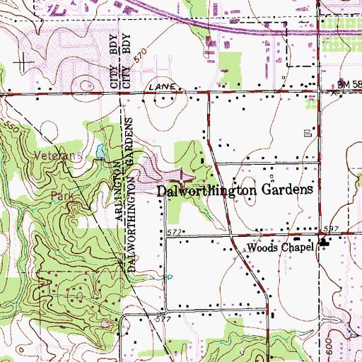 Topographic Map of Pappy Elkins Park, TX