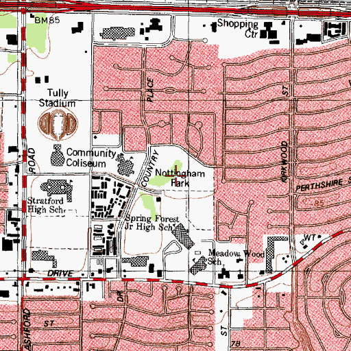 Topographic Map of Nottingham Park, TX