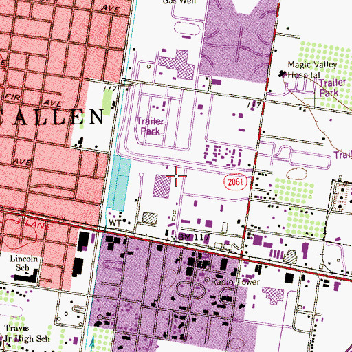 Topographic Map of Myers Park, TX