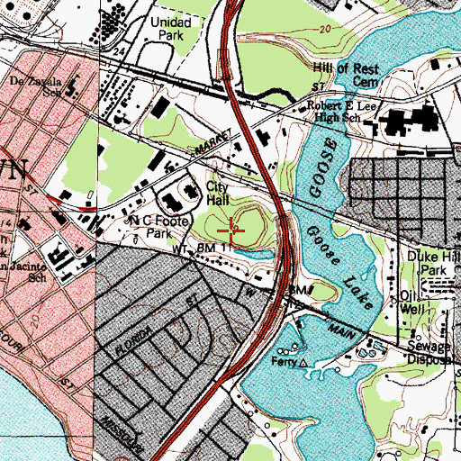 Topographic Map of N C Foote Park, TX