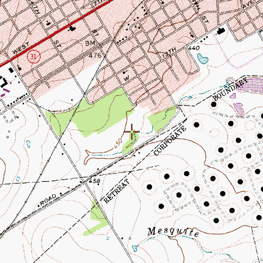 Topographic Map of Natures Park, TX