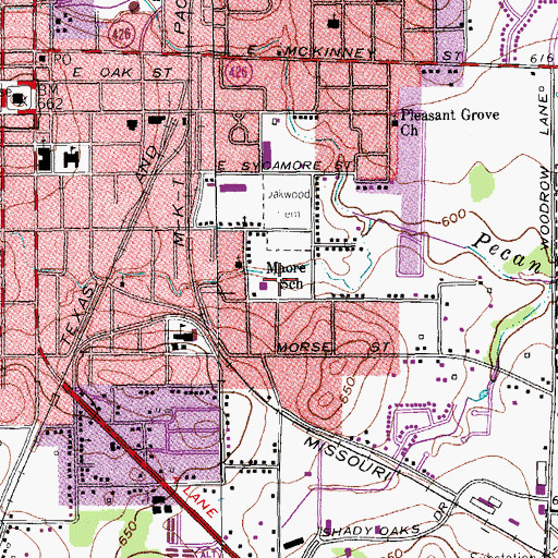 Topographic Map of Moore Park, TX