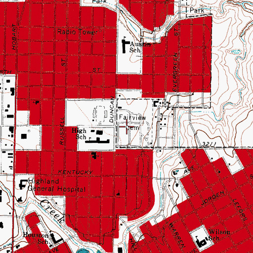 Topographic Map of Mora Park, TX
