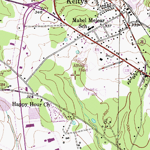 Topographic Map of Morris Franks Park, TX