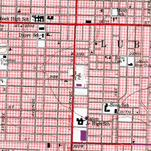 Topographic Map of Mose Hood Park, TX