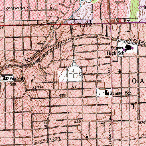 Topographic Map of Moss Park, TX