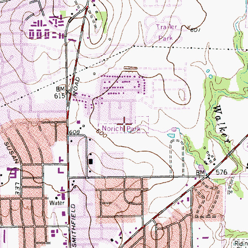 Topographic Map of Norich Park, TX