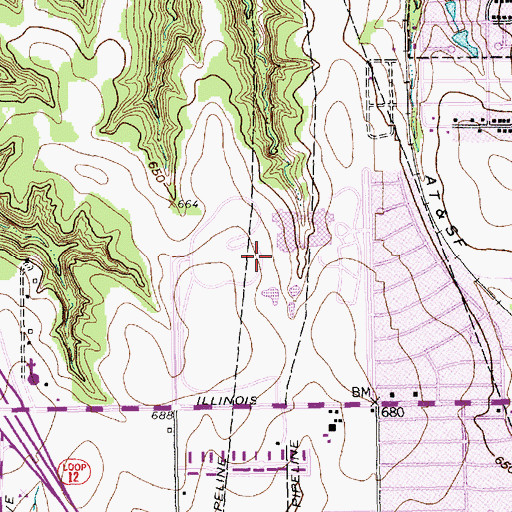 Topographic Map of Mountain View Park, TX