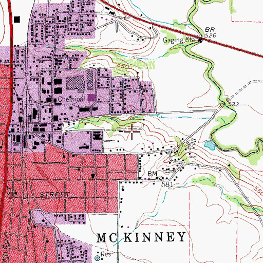 Topographic Map of Mouzon Park, TX