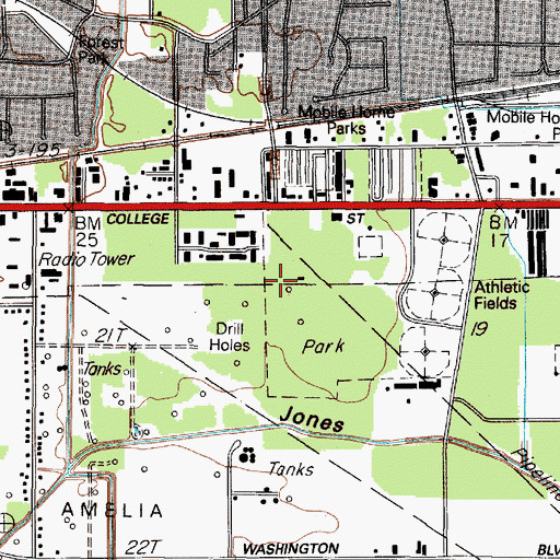 Topographic Map of Municipal Athletic Complex, TX