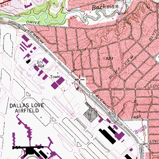 Topographic Map of Midway Manor Park, TX