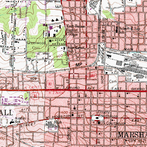 Topographic Map of Miller Park, TX