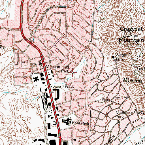 Topographic Map of Mission Hills Park, TX