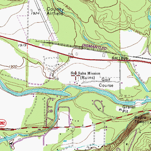 Topographic Map of Mission San Saba, TX